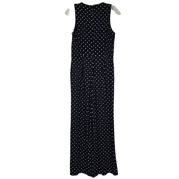 Anne Klein Polka Dot Sleeveless Jumpsuit Sz 6 Wide Leg Flowy Stretch Office - Picture 3 of 12